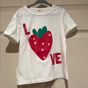 Stella McCartney White Tee with Red Strawberry Design
